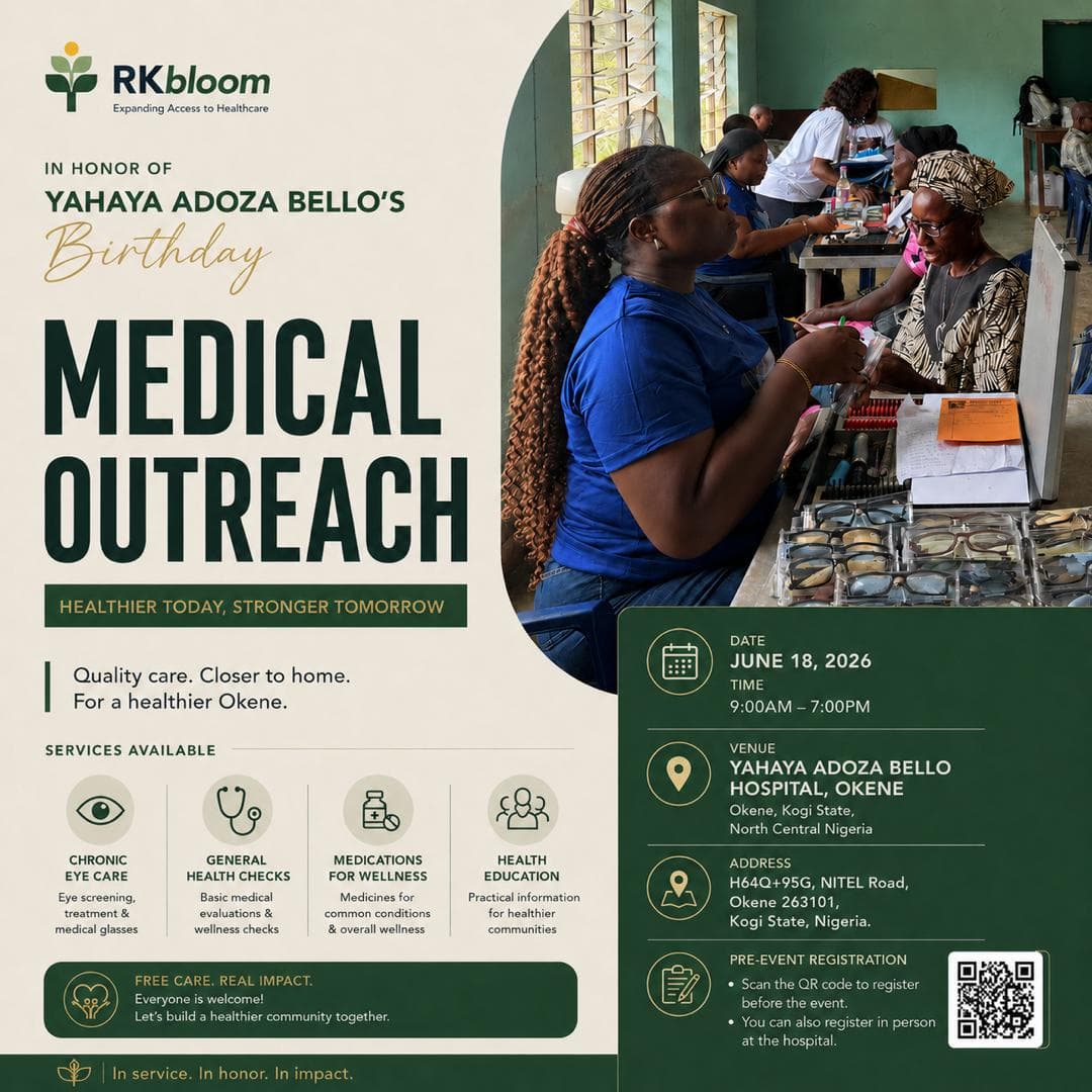 RK Bloom Foundation June 2026 Medical Outreach Flyer