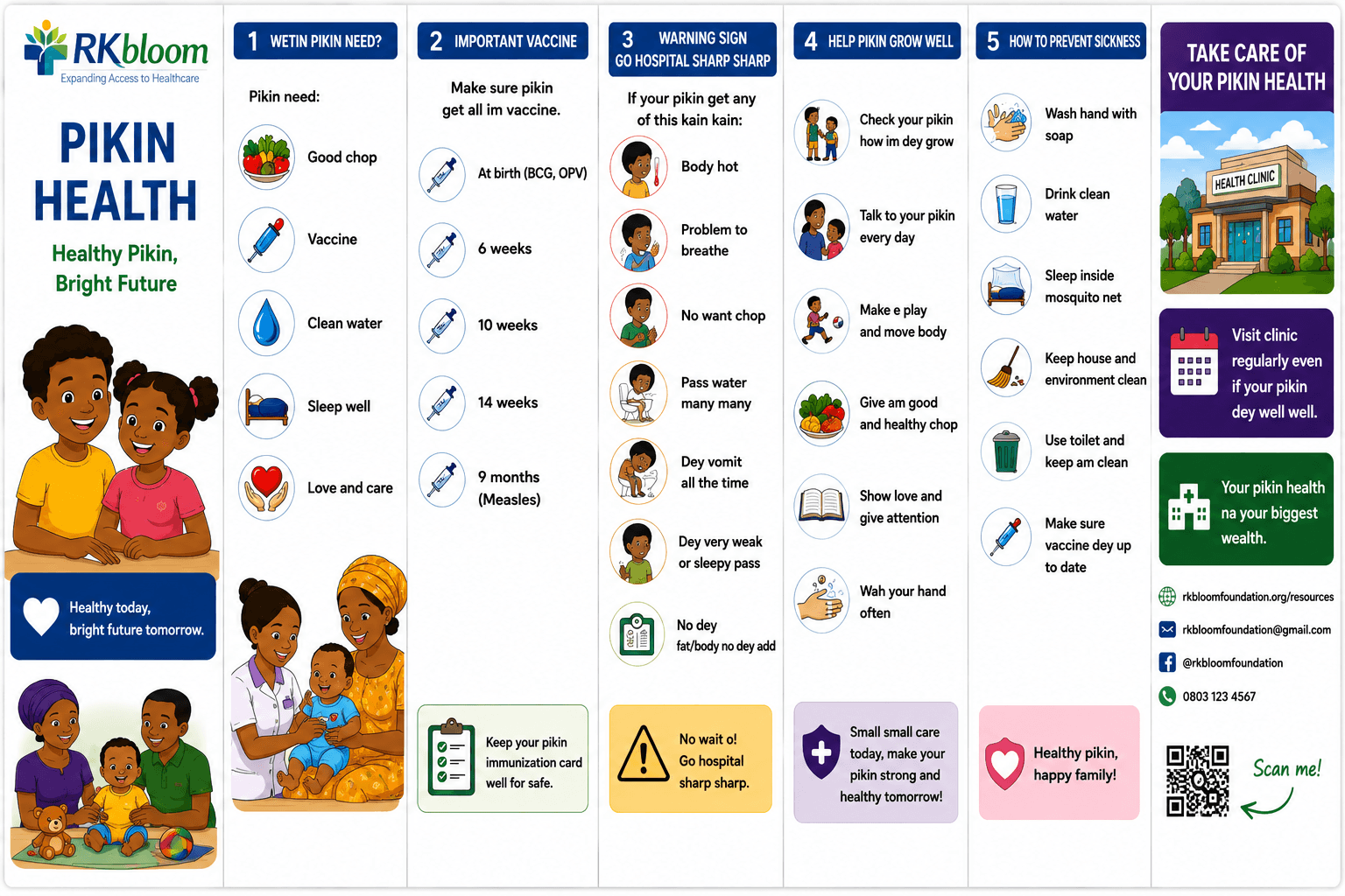 Child health pamphlet preview in Pidgin English