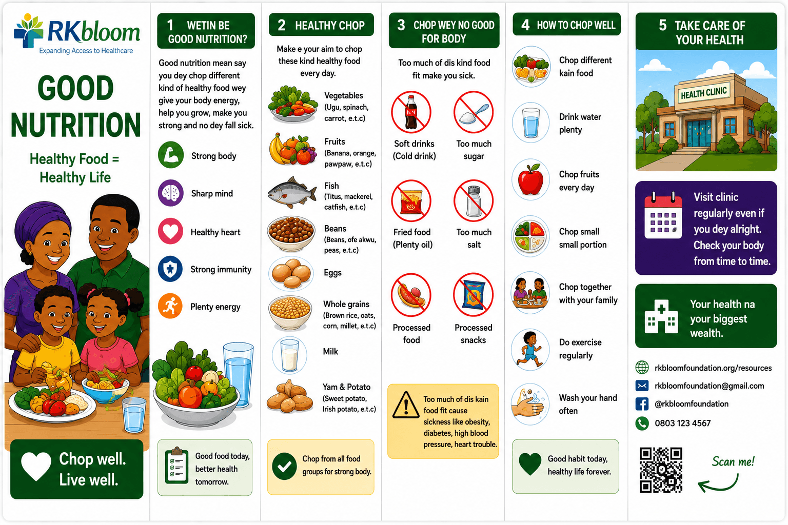 Nutrition pamphlet preview in Pidgin English