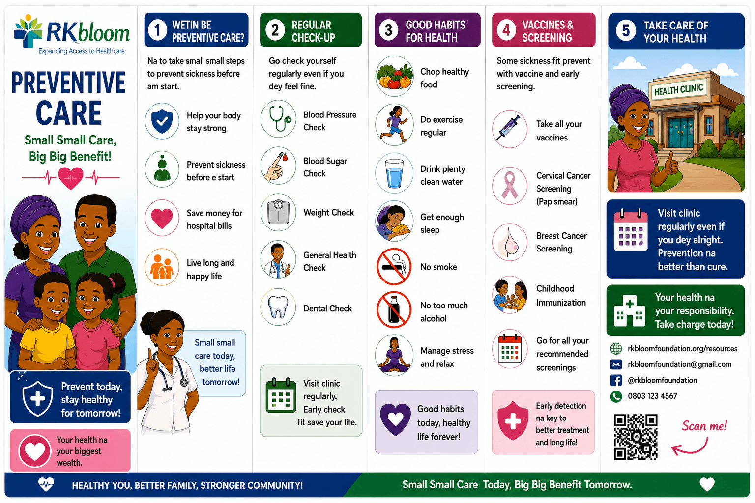 Preventive care pamphlet preview in Pidgin English